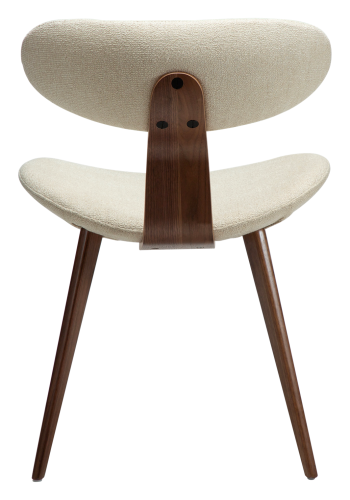 DANFORM Buckle Esszimmerstuhl - matter Mandel-Bouclé-Stoff mit Glitzer und walnussbraunem Holz