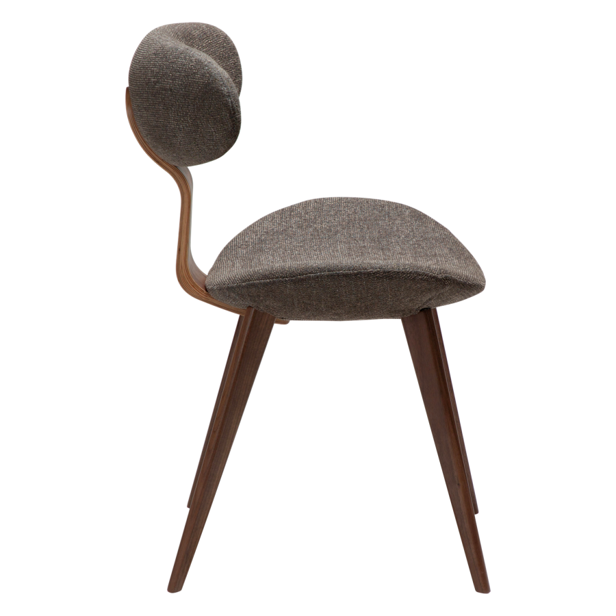 DANFORM Buckle Esszimmerstuhl - Major Brown Bouclé-Stoff und Walnussbraunes Holz