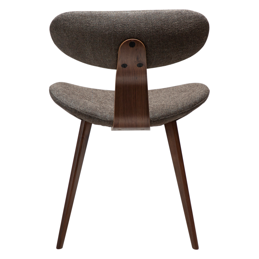 DANFORM Buckle Esszimmerstuhl - Major Brown Bouclé-Stoff und Walnussbraunes Holz