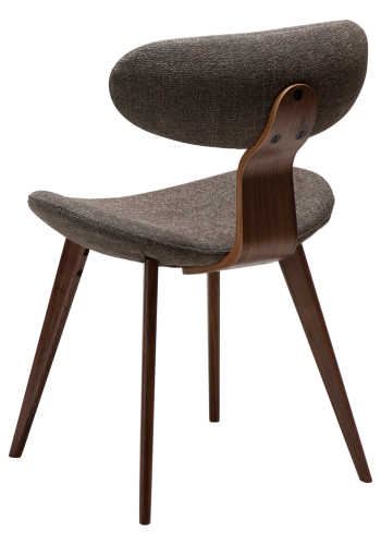 DANFORM Buckle Esszimmerstuhl - Major Brown Bouclé-Stoff und Walnussbraunes Holz