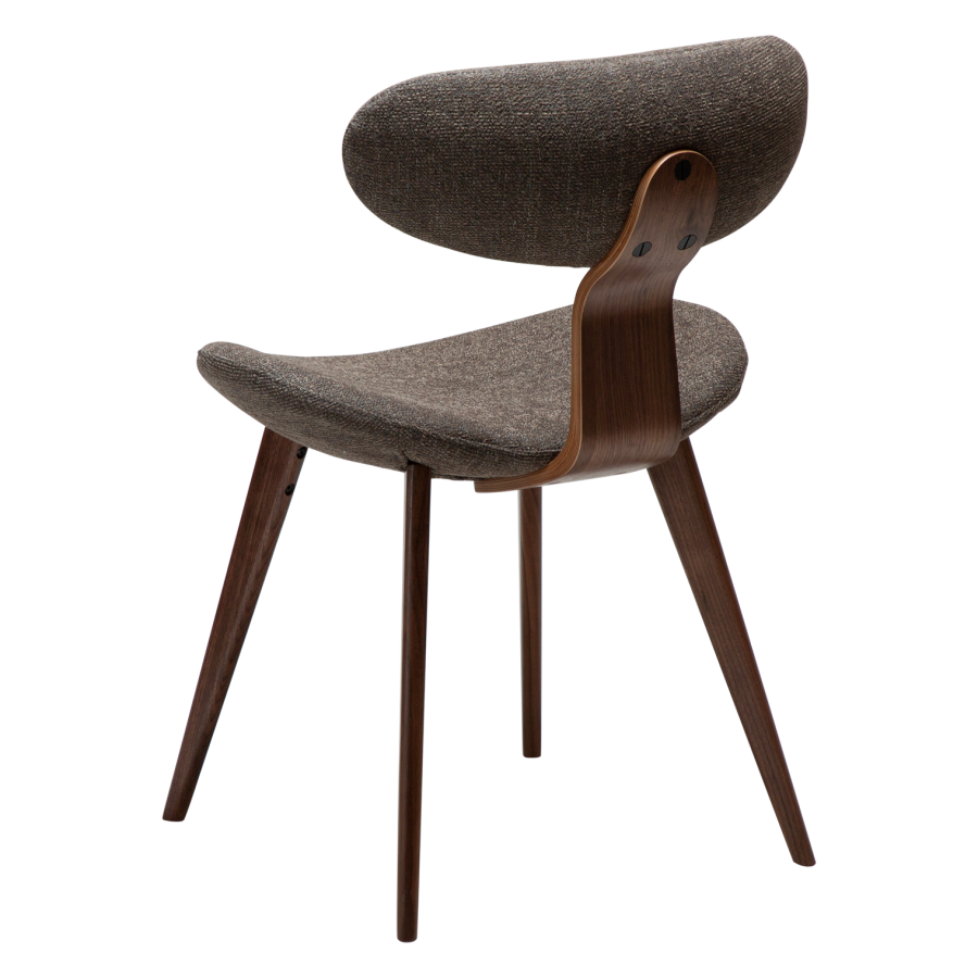 DANFORM Buckle Esszimmerstuhl - Major Brown Bouclé-Stoff und Walnussbraunes Holz