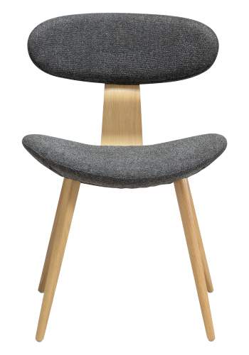 DANFORM Buckle Esszimmerstuhl - kieselgrauer Bouclé-Stoff und weiß getünchte Eiche