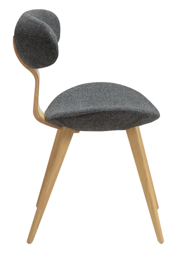 DANFORM Buckle Esszimmerstuhl - kieselgrauer Bouclé-Stoff und weiß getünchte Eiche