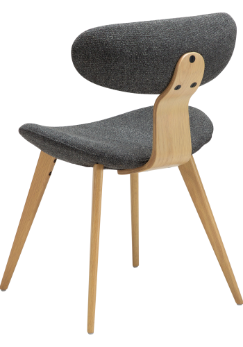 DANFORM Buckle Esszimmerstuhl - kieselgrauer Bouclé-Stoff und weiß getünchte Eiche