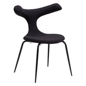 DANFORM Bull spisebordsstol - Obsidian sort RPES boucl stof m. glimmer og sort stl