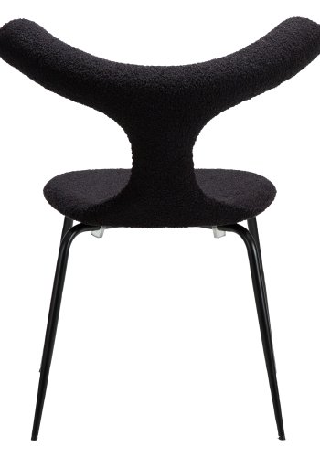 DANFORM Bull Esszimmerstuhl - Obsidianschwarzer RPES-Bouclé-Stoff mit Glitzer und schwarzem Stahl