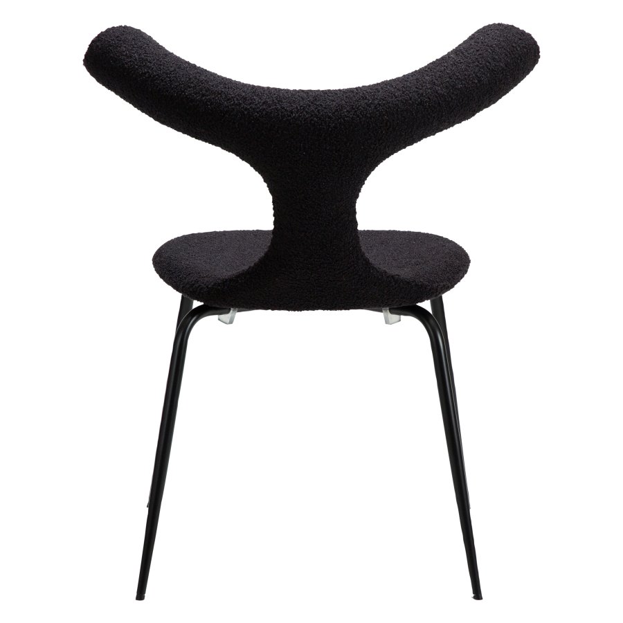 DANFORM Bull Esszimmerstuhl - Obsidianschwarzer RPES-Bouclé-Stoff mit Glitzer und schwarzem Stahl