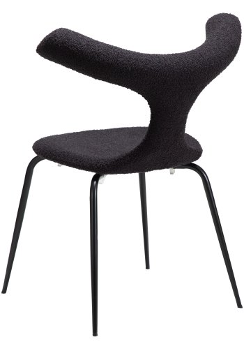 DANFORM Bull Esszimmerstuhl - Obsidianschwarzer RPES-Bouclé-Stoff mit Glitzer und schwarzem Stahl