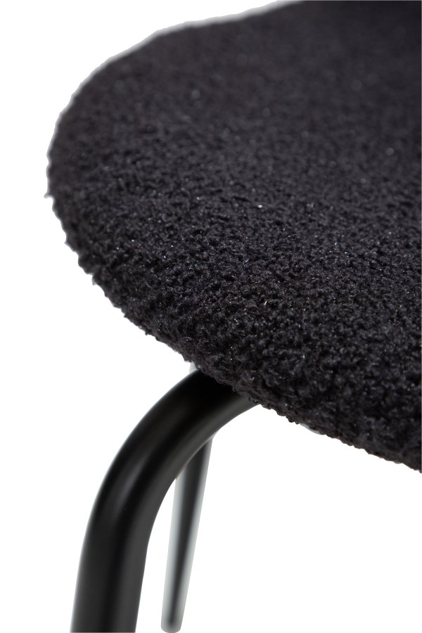 DANFORM Bull Esszimmerstuhl - Obsidianschwarzer RPES-Bouclé-Stoff mit Glitzer und schwarzem Stahl
