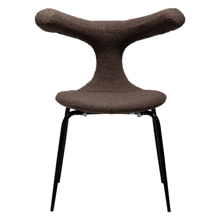 DANFORM Bull Esszimmerstuhl - Major brauner RPES Bouclé-Stoff und schwarzer Stahl