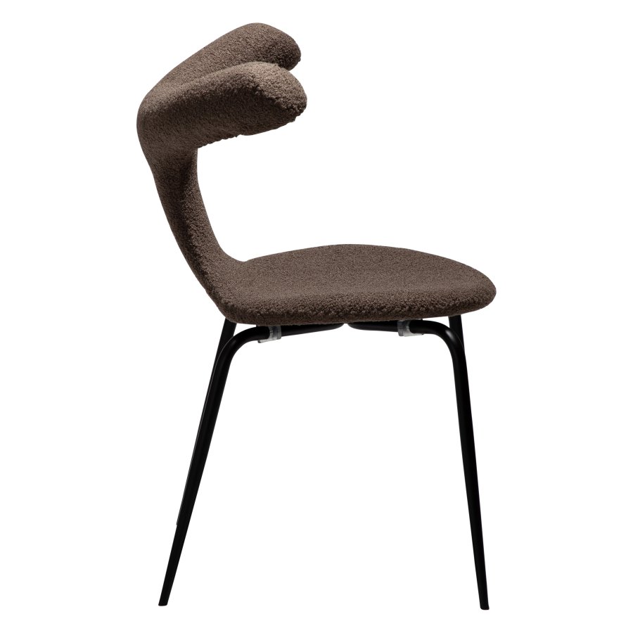 DANFORM Bull Esszimmerstuhl - Major brauner RPES Bouclé-Stoff und schwarzer Stahl