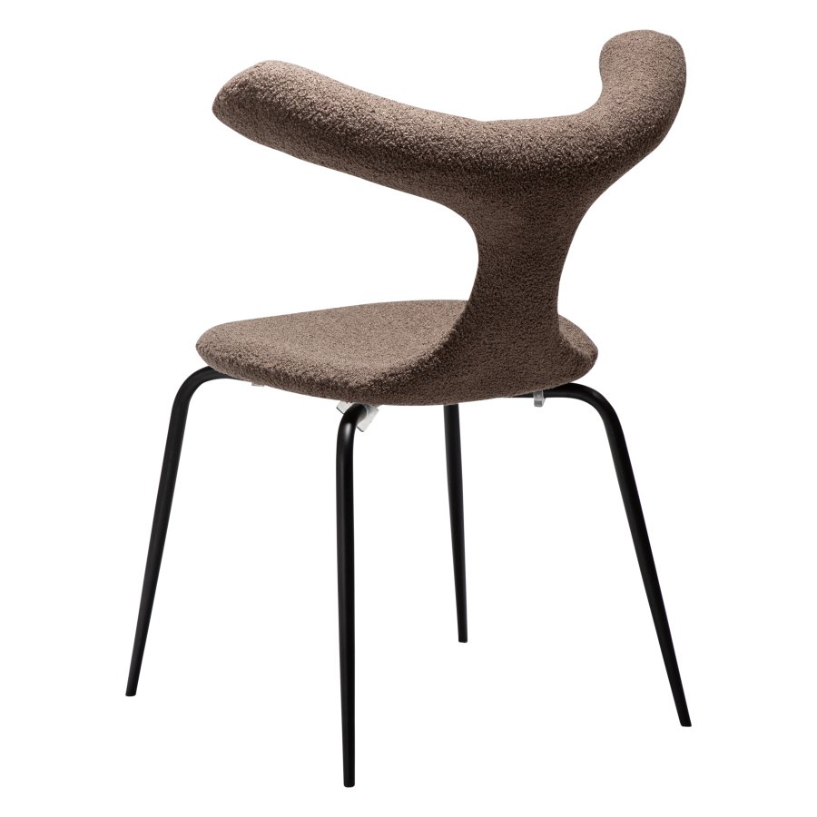 DANFORM Bull Esszimmerstuhl - Major brauner RPES Bouclé-Stoff und schwarzer Stahl