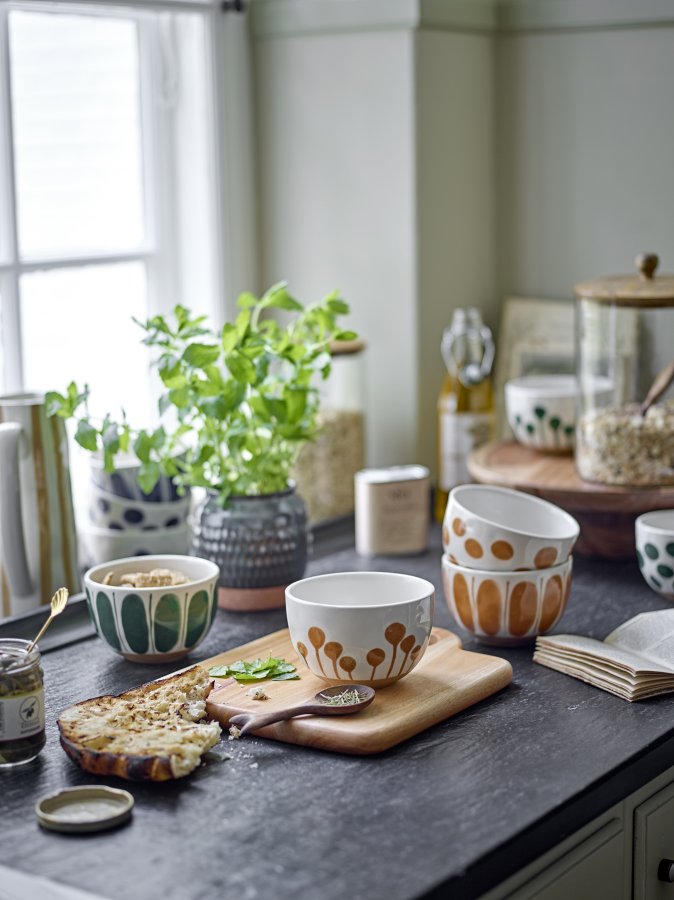 CREATIVE COLLECTION Linora Schale, Blau, Steingut