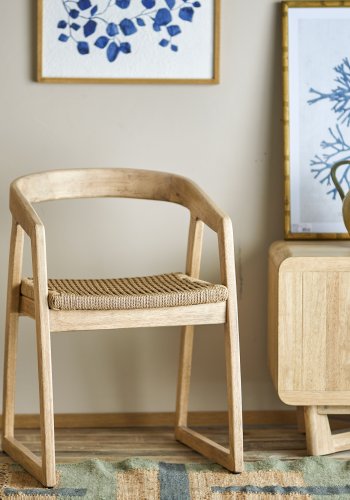 CREATIVE COLLECTION Serrone Esszimmerstuhl, Natur, Gummibaumholz