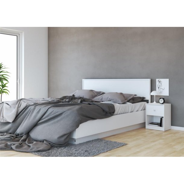 May Natbord - hvidt tr, m. 1 skuffe og 1 rum