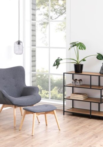 ACT NORDIC Seaford bokhylla, m. 4 hyllplan - naturligt matt vild ek grovt papper och matt svart stl