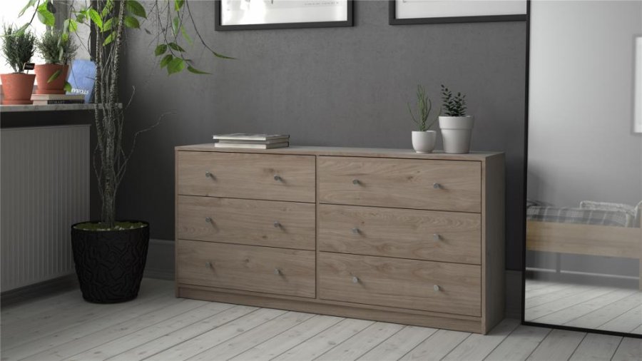 TVILUM May Doppelkommode mit 6 Schubladen - Naturfolie und Kunststoff