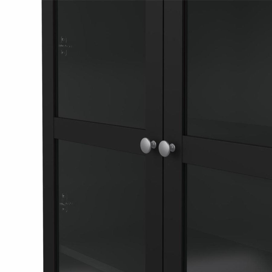 TVILUM Roma porselensskap med 2 drer, matt sort, 88,7 x 36,25 x 202,8 cm