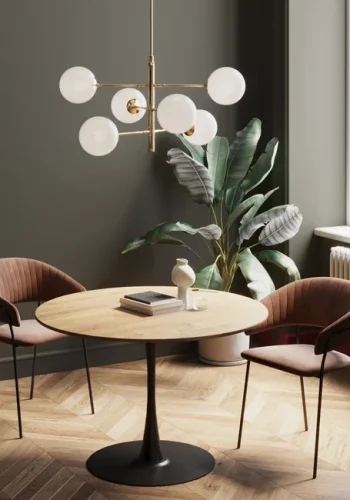 KARE DESIGN Schickeria spisebord, rund - laminat m. egetrslook og sort stl (110)