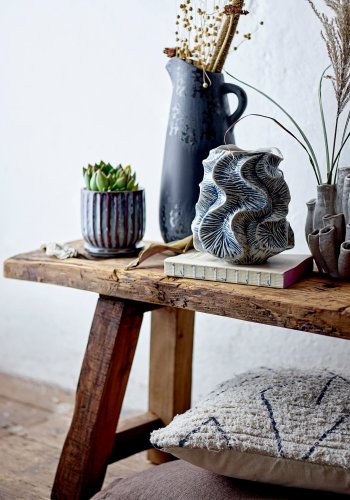 CREATIVE COLLECTION Khumo Vase, Schwarz, Steingut