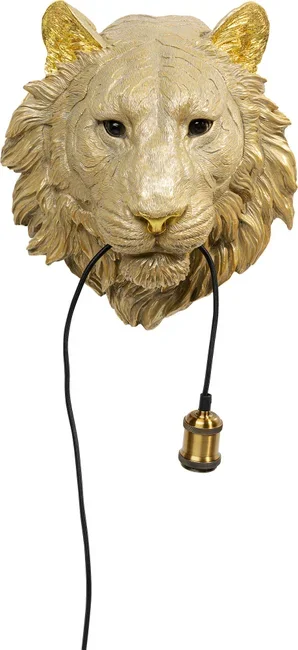 KARE DESIGN Animal Tiger Head vglampe - guld polyresin og aluminium