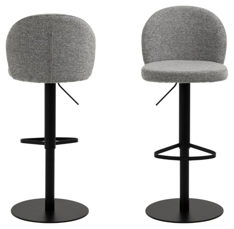 ACT NORDIC Patricia Barhocker, m. Rückenlehne, Fußstütze, Drehfunktion, Gaskartusche – grauer Stoff und schwarzer Stahl