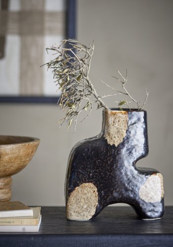 BLOOMINGVILLE Ollia Vase, Schwarz, Steingut