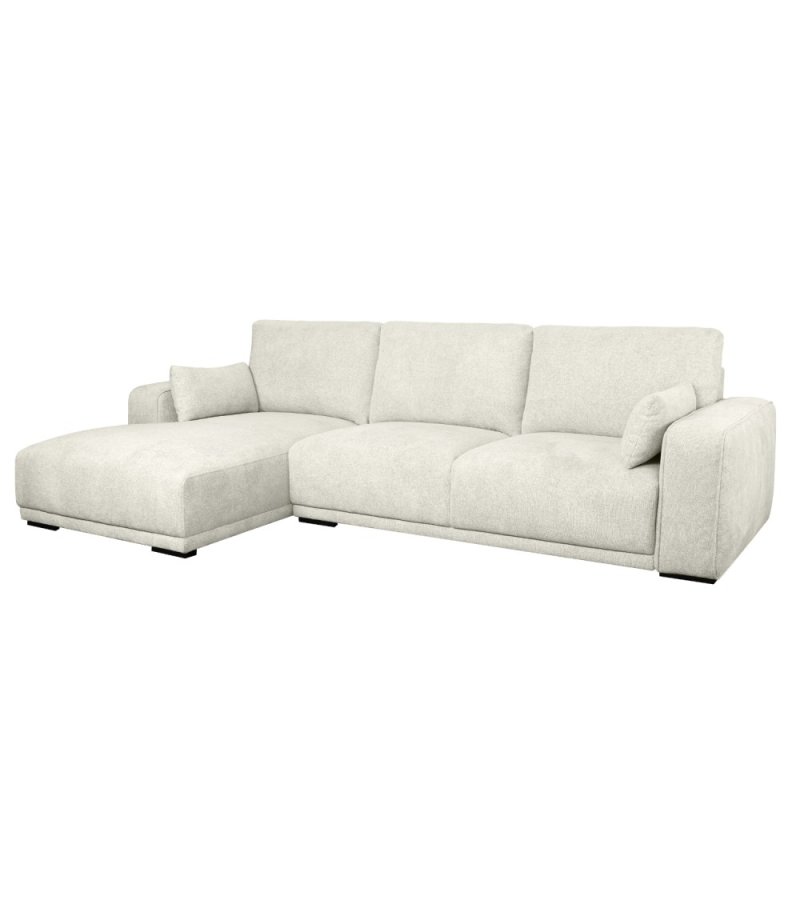 California-Sofa mit Chaiselongue links und 2 Armlehnen – Sandstoff und schwarzes Metall