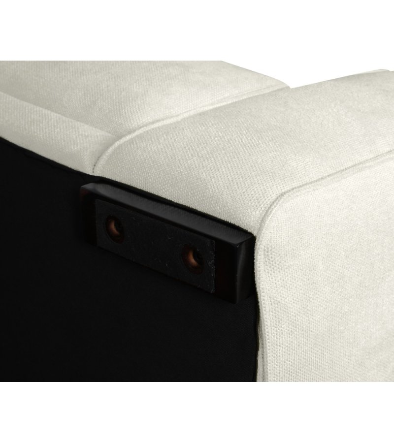 California-Sofa mit Chaiselongue links und 2 Armlehnen – Sandstoff und schwarzes Metall