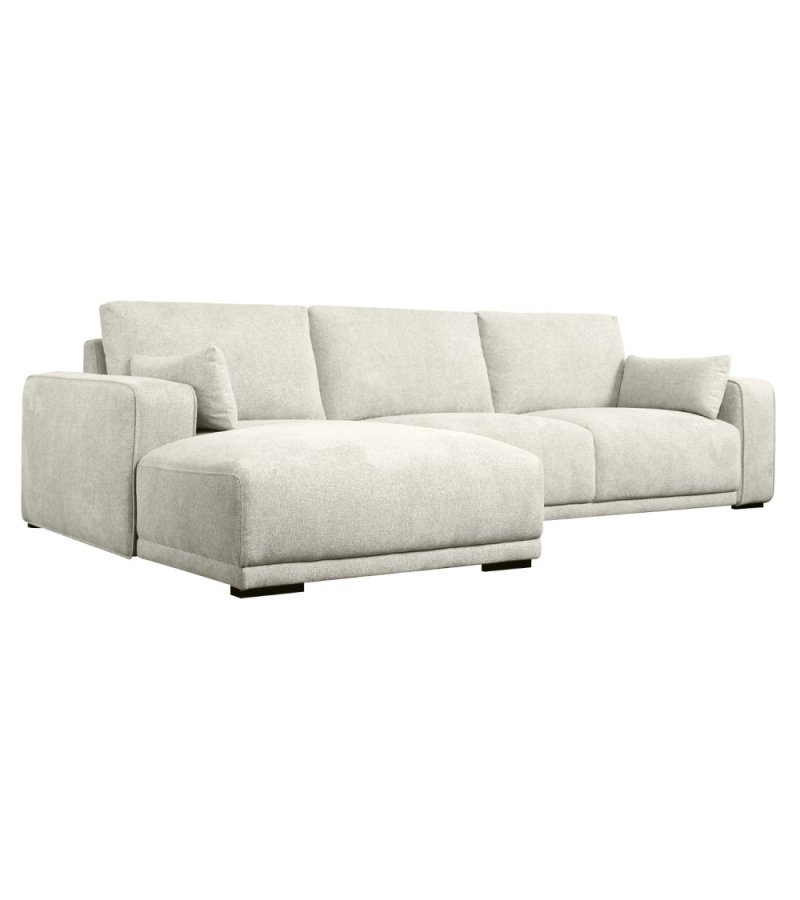 California-Sofa mit Chaiselongue links und 2 Armlehnen – Sandstoff und schwarzes Metall