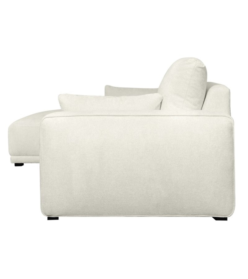 California-Sofa mit Chaiselongue links und 2 Armlehnen – Sandstoff und schwarzes Metall