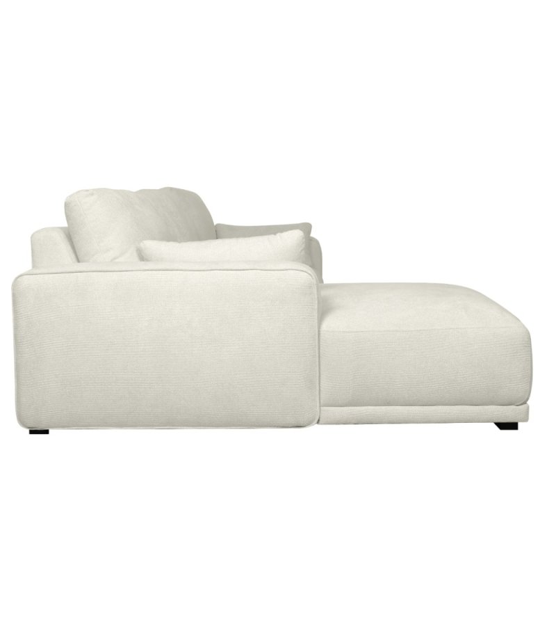 California-Sofa mit Chaiselongue links und 2 Armlehnen – Sandstoff und schwarzes Metall