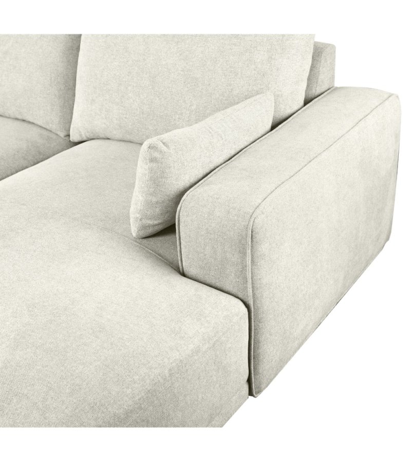 California-Sofa mit Chaiselongue links und 2 Armlehnen – Sandstoff und schwarzes Metall