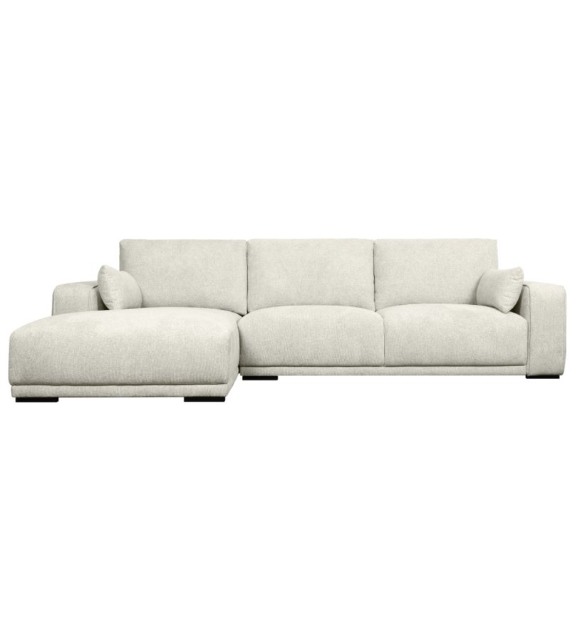 California-Sofa mit Chaiselongue links und 2 Armlehnen – Sandstoff und schwarzes Metall