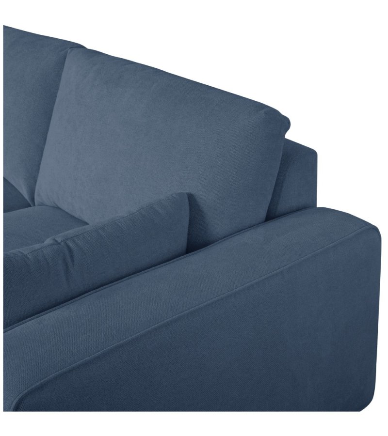 California sofa, med venstre sjeselong og 2 armlener - bltt stoff og svart metall