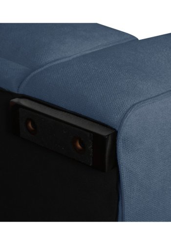 California sofa, med venstre sjeselong og 2 armlener - bltt stoff og svart metall