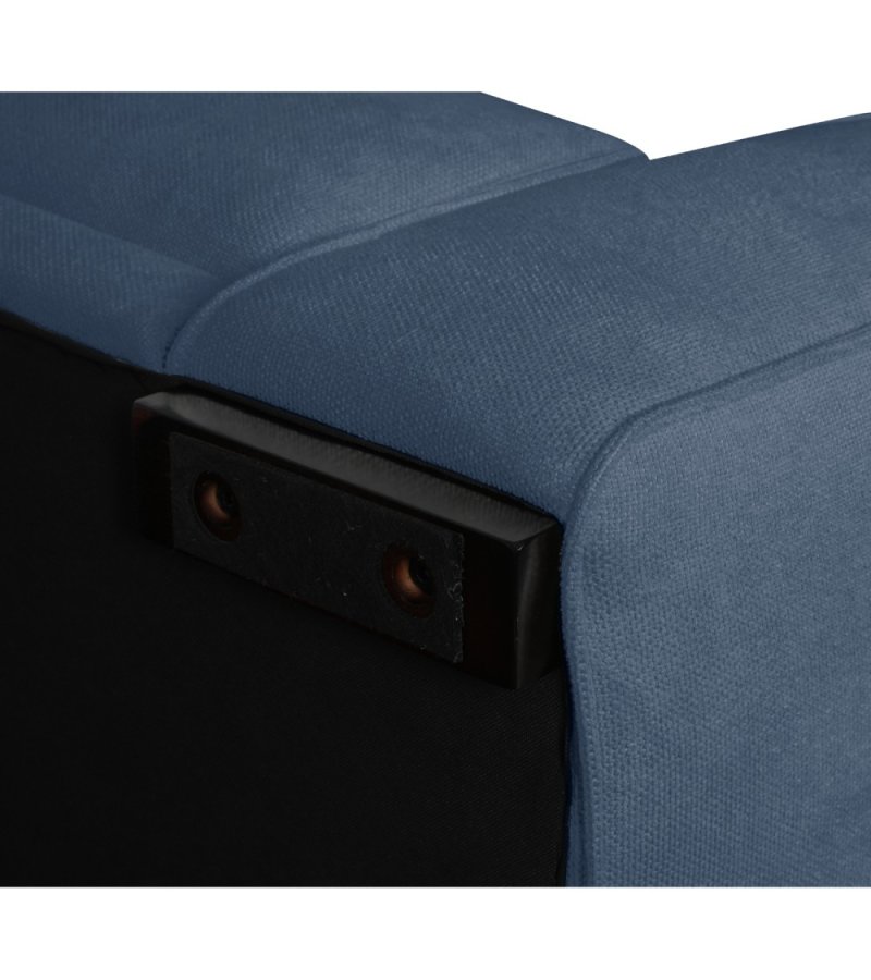 California sofa, med venstre sjeselong og 2 armlener - bltt stoff og svart metall