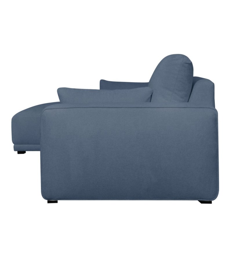 California sofa, med venstre sjeselong og 2 armlener - bltt stoff og svart metall