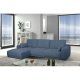 California sofa, med venstre sjeselong og 2 armlener - bltt stoff og svart metall