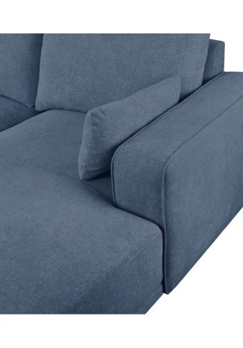 California sofa, med venstre sjeselong og 2 armlener - bltt stoff og svart metall