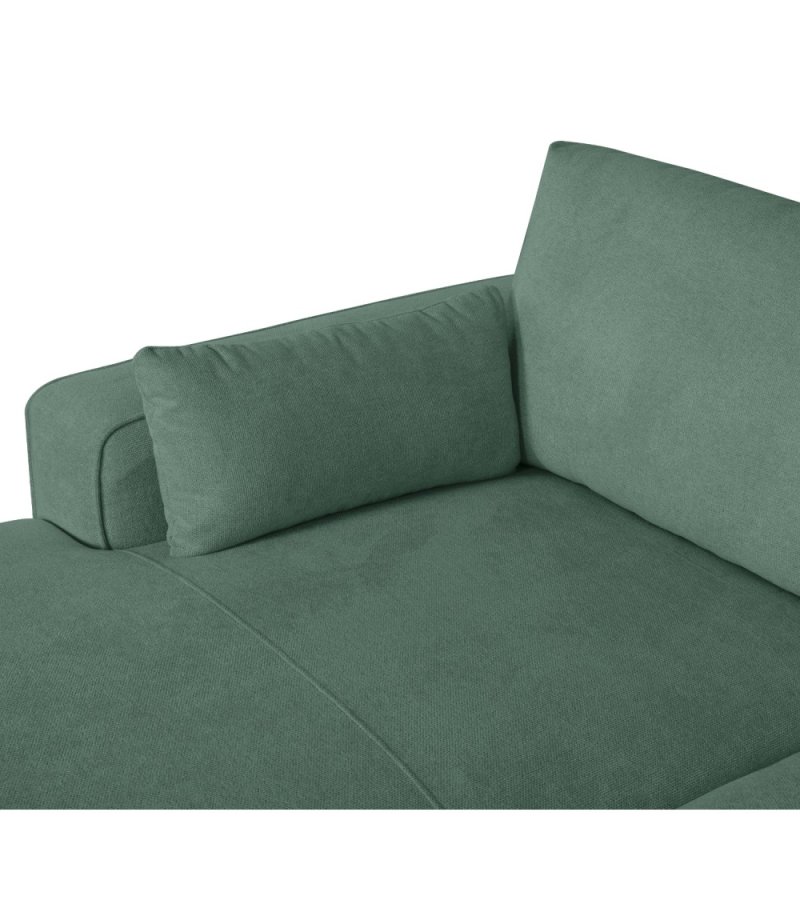 California-Sofa mit Chaiselongue links und 2 Armlehnen – grüner Stoff und schwarzes Metall