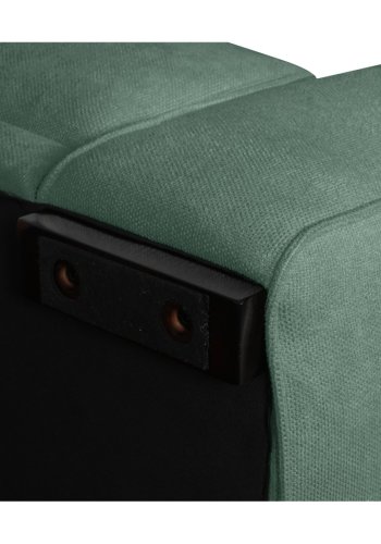 California-Sofa mit Chaiselongue links und 2 Armlehnen – grüner Stoff und schwarzes Metall