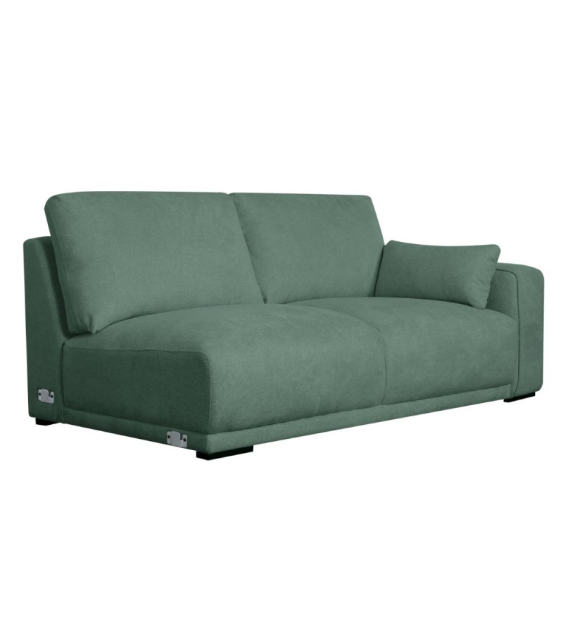 California-Sofa mit Chaiselongue links und 2 Armlehnen – grüner Stoff und schwarzes Metall