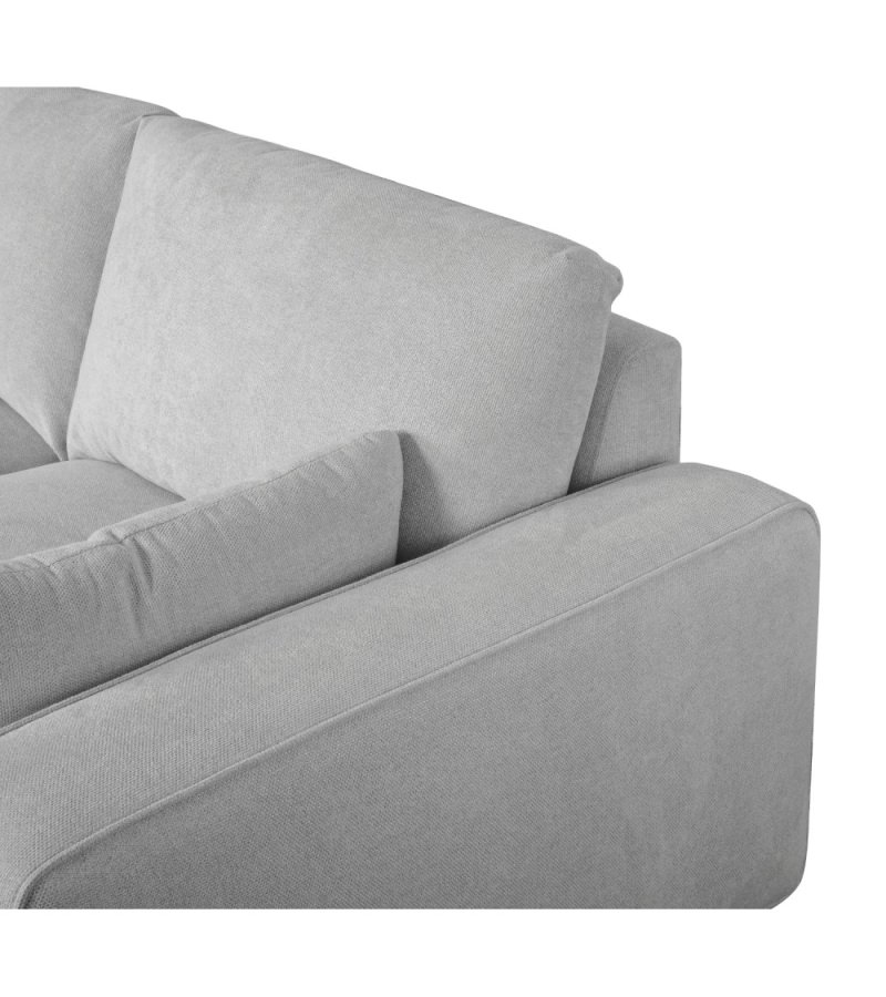 California sofa, med venstre sjeselong og 2 armlener - grtt stoff og sort metall