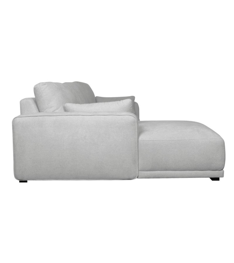 California sofa, med venstre sjeselong og 2 armlener - grtt stoff og sort metall