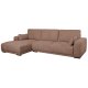 California-Sofa mit Chaiselongue links und 2 Armlehnen – rostfarbener Stoff und schwarzes Metall