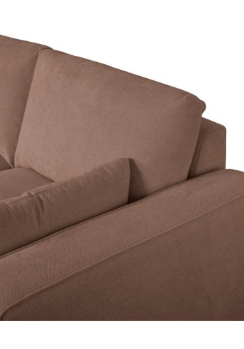 California-Sofa mit Chaiselongue links und 2 Armlehnen – rostfarbener Stoff und schwarzes Metall