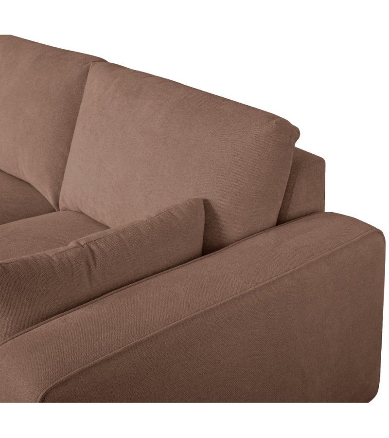California-Sofa mit Chaiselongue links und 2 Armlehnen – rostfarbener Stoff und schwarzes Metall