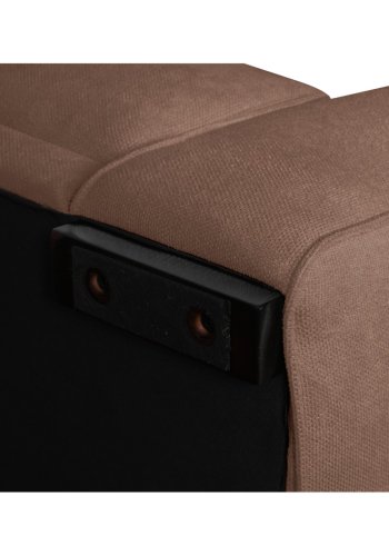 California-Sofa mit Chaiselongue links und 2 Armlehnen – rostfarbener Stoff und schwarzes Metall