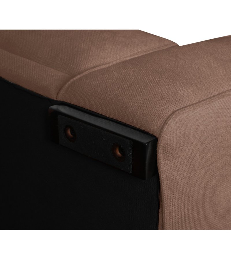 California-Sofa mit Chaiselongue links und 2 Armlehnen – rostfarbener Stoff und schwarzes Metall